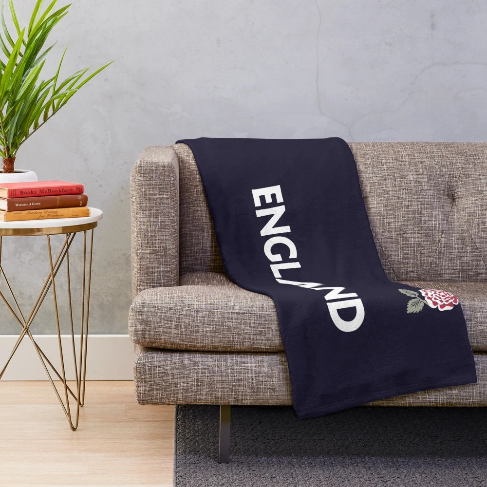England Rugby Plush Blanket with Traditional Rose Crest