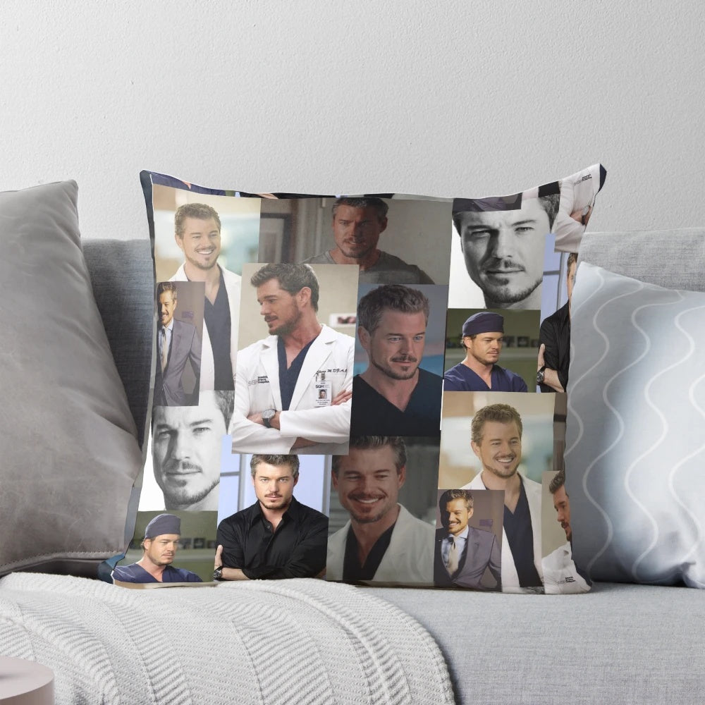 Grey's Anatomy inspired decorative pillow with Mark Sloan graphic