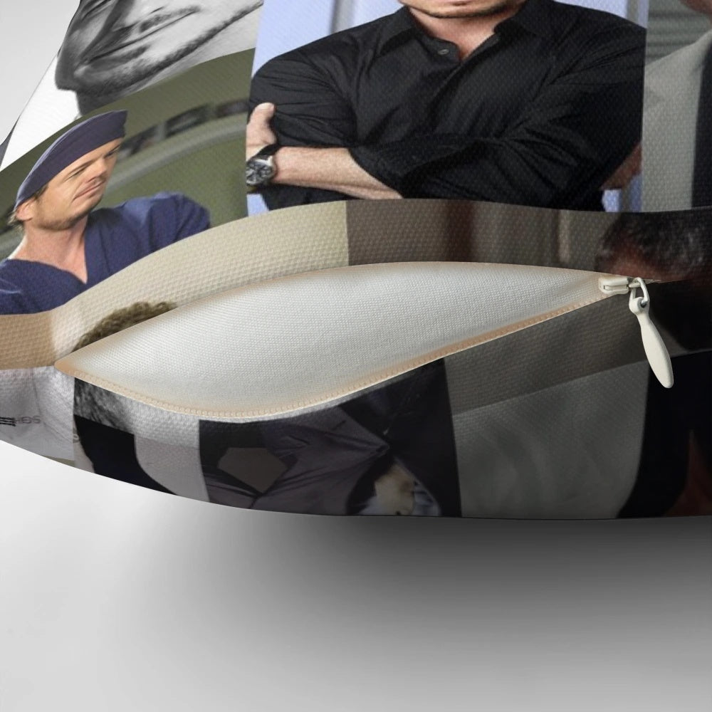 Grey's Anatomy inspired decorative pillow with Mark Sloan graphic