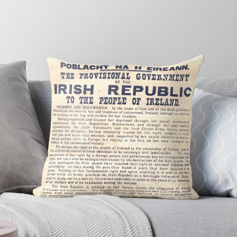 Pillow featuring the iconic Irish Proclamation of 1916
