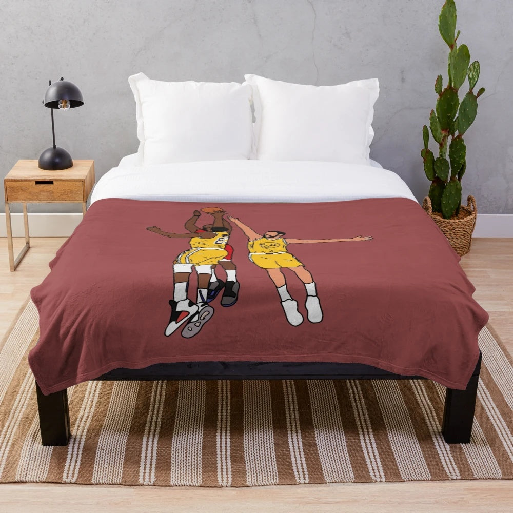 James Harden commemorative plush blanket featuring his game-winning shot against the Golden State Warriors