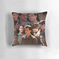 Colorful collage-style image of actor Joshua Jackson, known for his role as Pacey Witter on the TV series Dawson's Creek, printed on a soft, plush pillow.