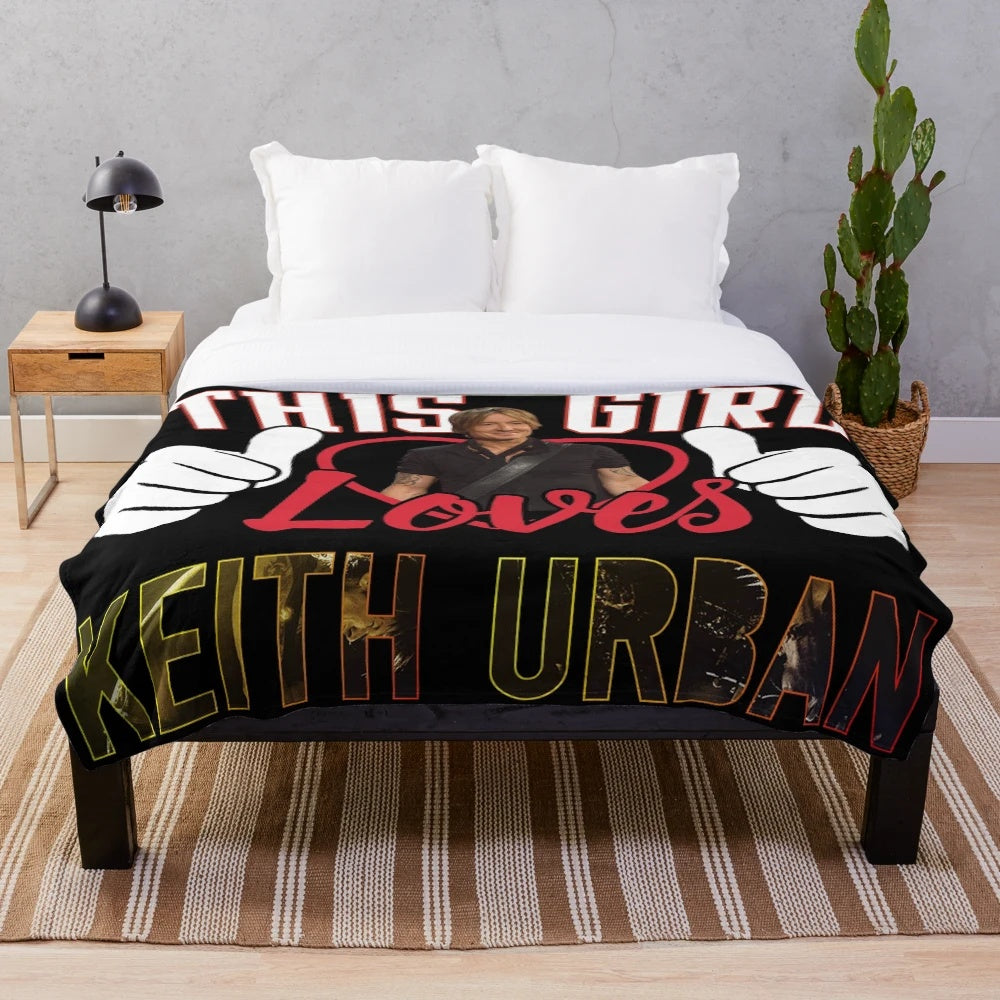 Keith Urban inspired plush blanket for country music fans