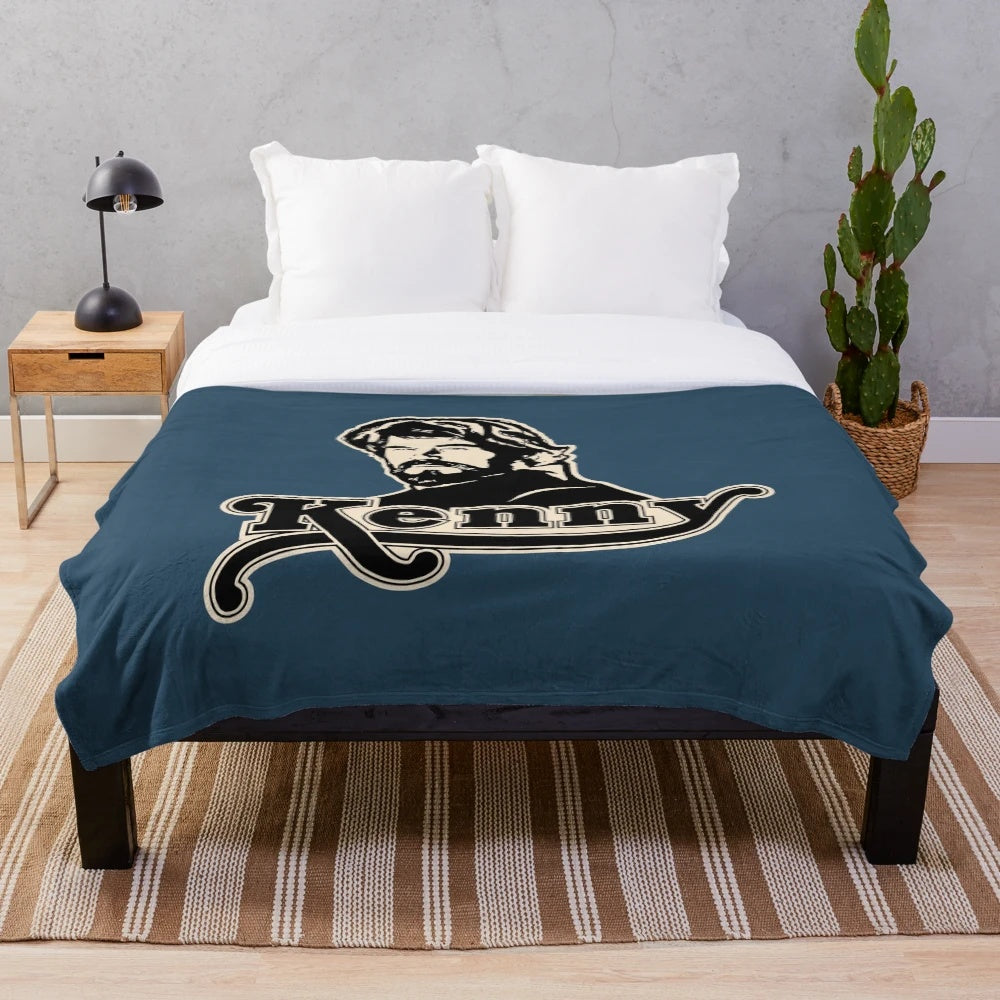 Kenny Rogers Plush Blanket featuring iconic country music singer and his Gambler silhouette
