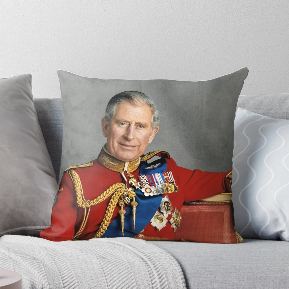 Pillow with King Charles III design, celebrating the new monarch's coronation