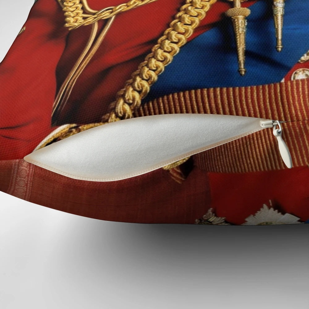 Pillow with King Charles III design, celebrating the new monarch's coronation