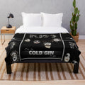 KISS band plush blanket featuring the group's 1974 album artwork and Cold Gin lyrics