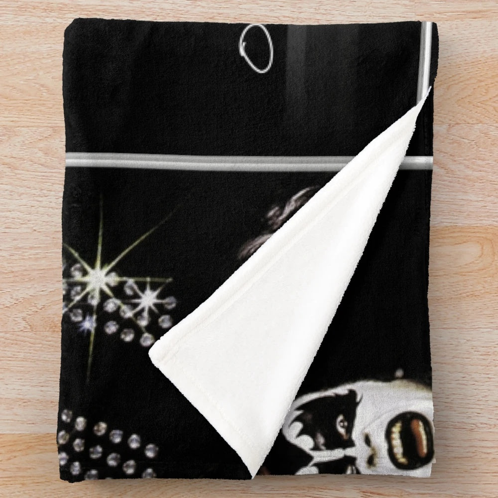 KISS band plush blanket featuring the group's 1974 album artwork and Cold Gin lyrics