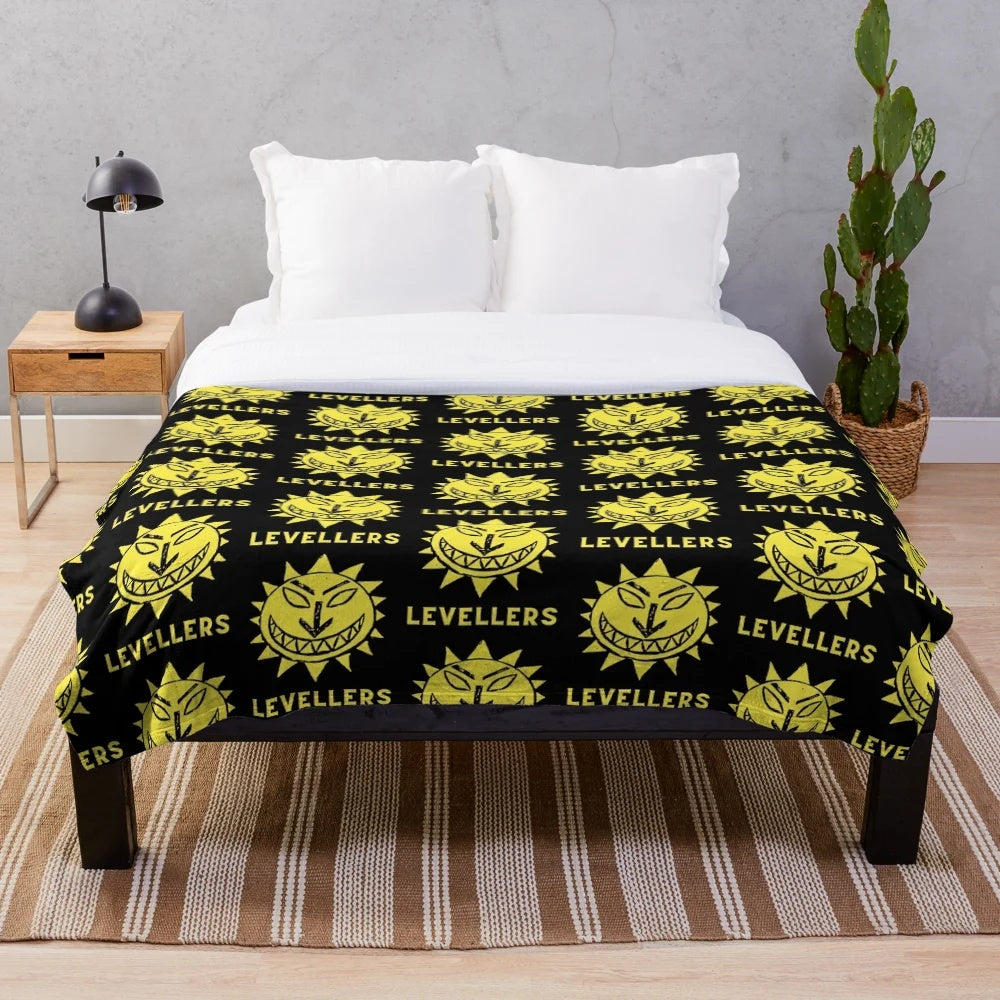 Cozy plush blanket featuring the iconic Levellers band logo and album art