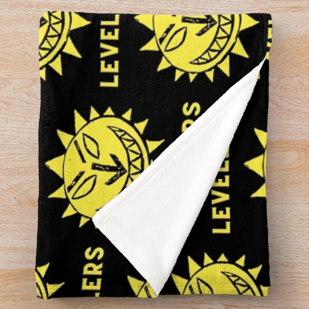 Cozy plush blanket featuring the iconic Levellers band logo and album art