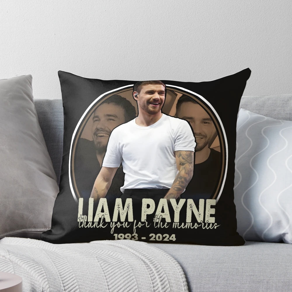 A pillow with a heartfelt design honoring the memory of Liam Payne, the beloved member of the iconic boy band One Direction.