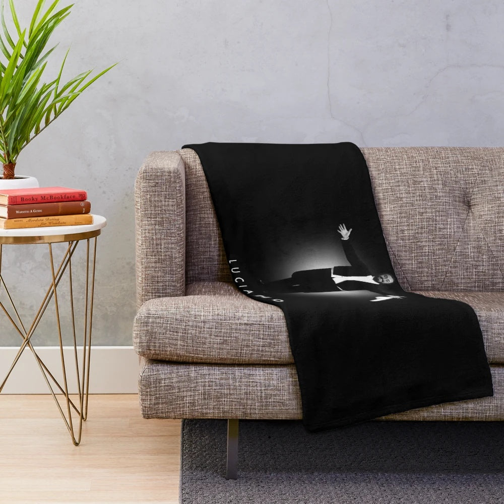 Luciano Pavarotti inspired plush blanket featuring the iconic opera singer's image