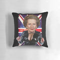 Decorative pillow featuring an image of former British Prime Minister Margaret Thatcher, the "Iron Lady"