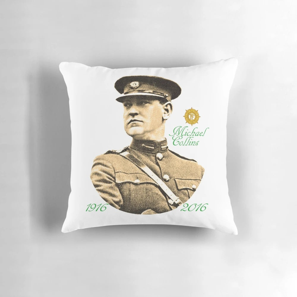 Commemorative pillow featuring Michael Collins, an Irish revolutionary leader who died in 1922