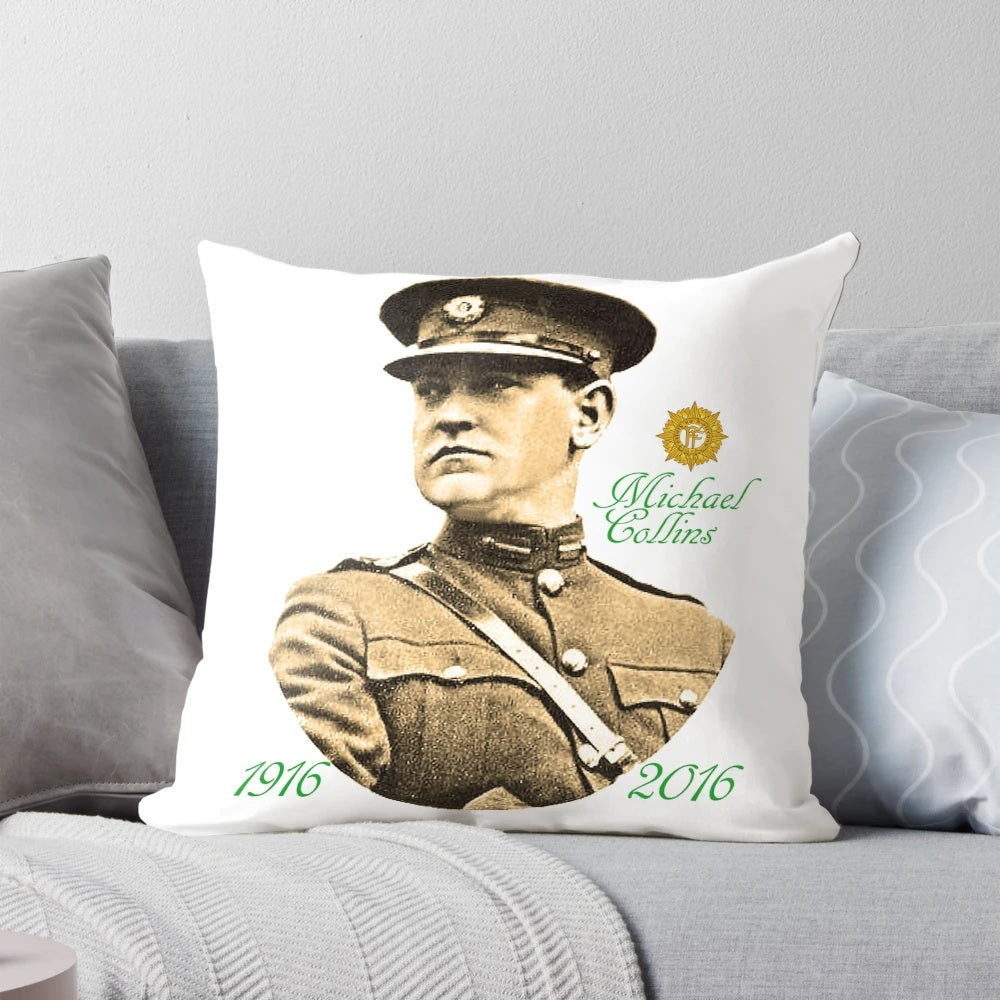 Commemorative pillow featuring Michael Collins, an Irish revolutionary leader who died in 1922