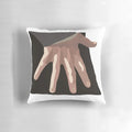 A digital illustration of a hand flex pillow featuring the character Mr. Darcy from the novel Pride and Prejudice.