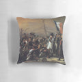 Decorative pillow featuring Napoleon's triumphant return from exile on the island of Elba during the Napoleonic Wars.