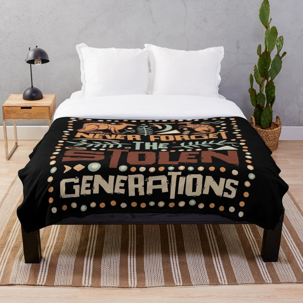 Plush blanket in commemorative National Sorry Day design