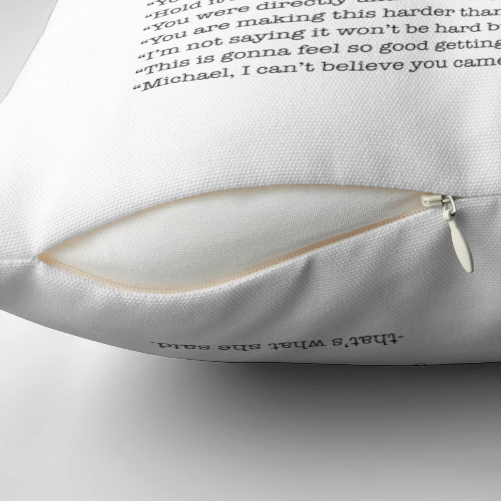 Plush office-themed pillow with "That's What She Said" quote
