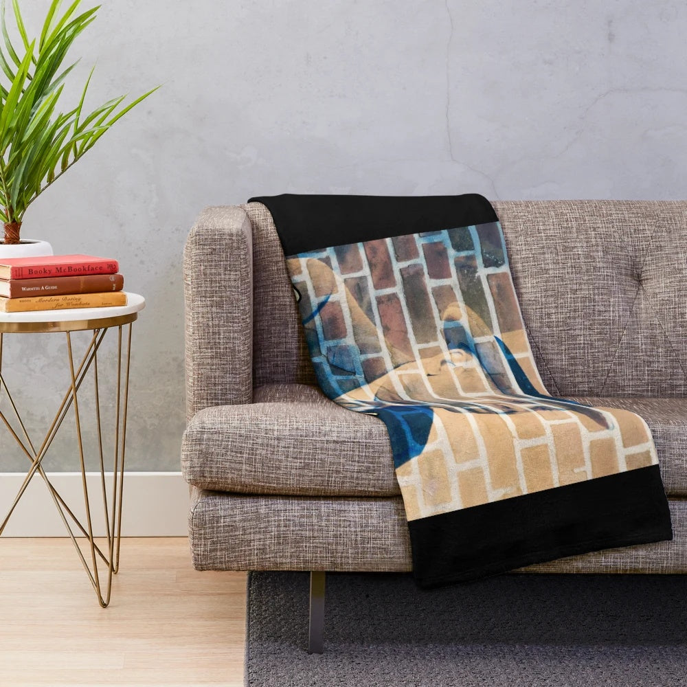 Black and white plush blanket featuring silent film director Oscar Micheaux