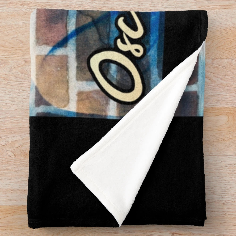 Black and white plush blanket featuring silent film director Oscar Micheaux