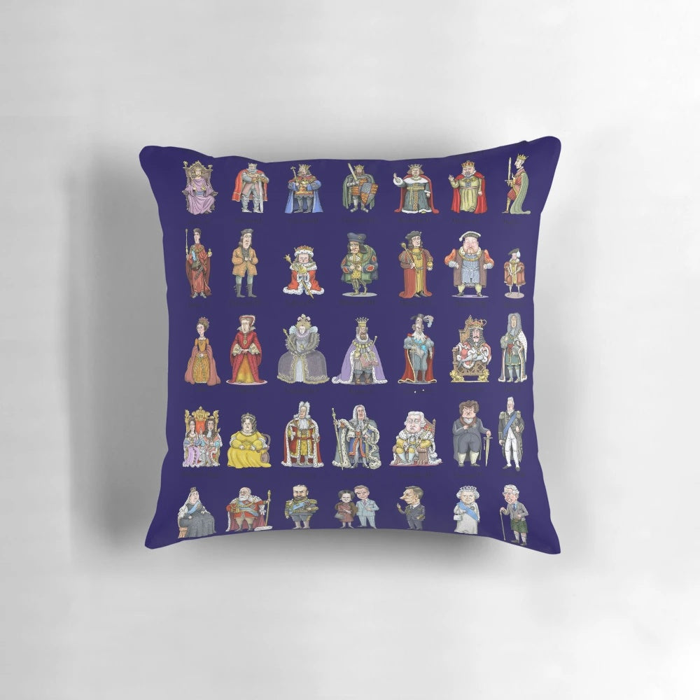 British Monarchs Pillow showcasing the royal families of England