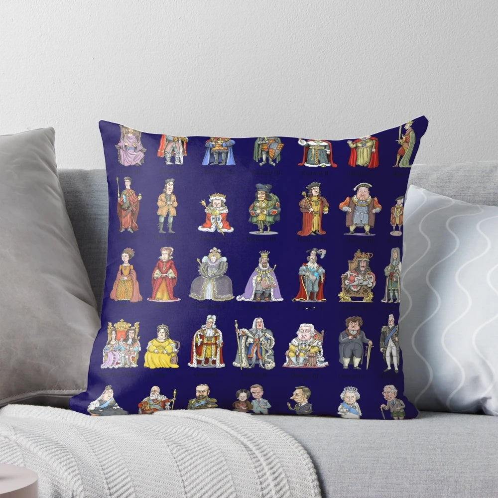 British Monarchs Pillow showcasing the royal families of England