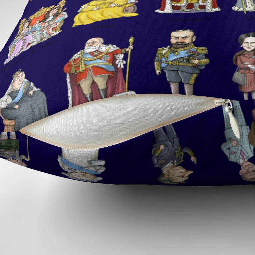 British Monarchs Pillow showcasing the royal families of England
