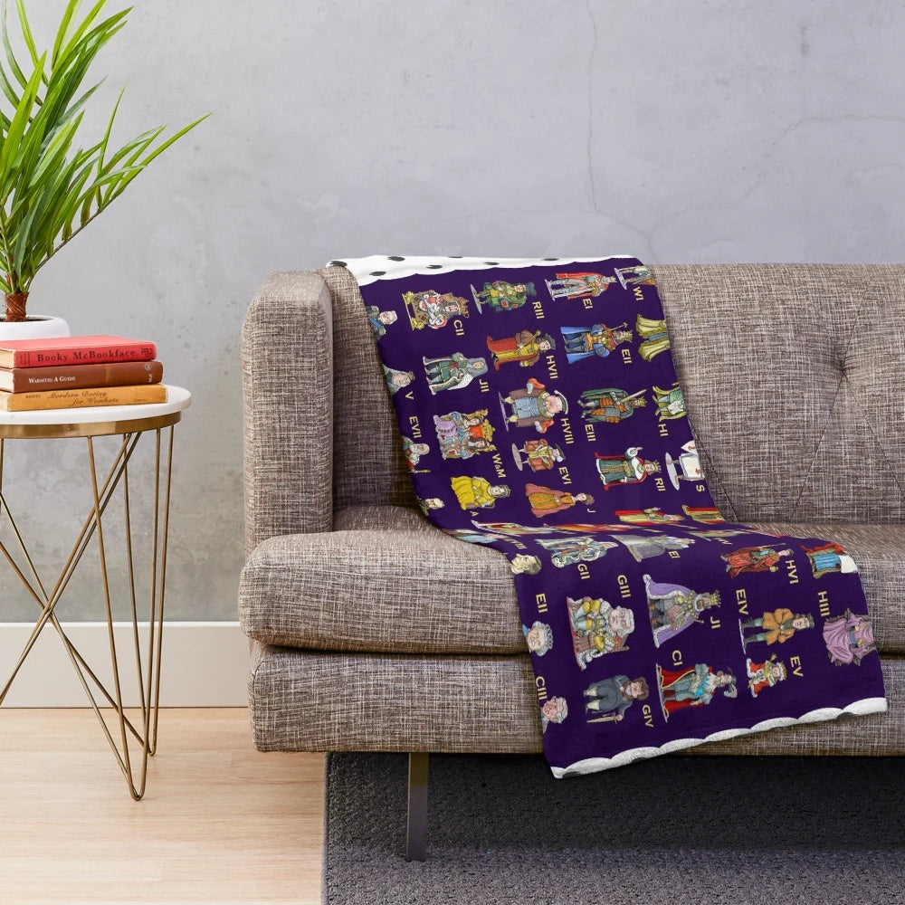 Plush blanket featuring the royal lineage of British monarchs