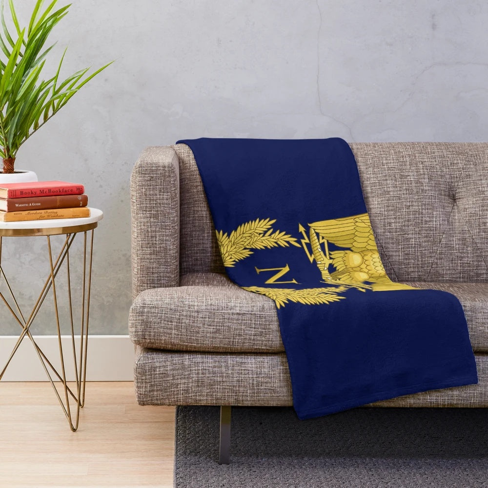 Plush blanket with the emblem of Napoleon Bonaparte, the emperor of the First French Empire