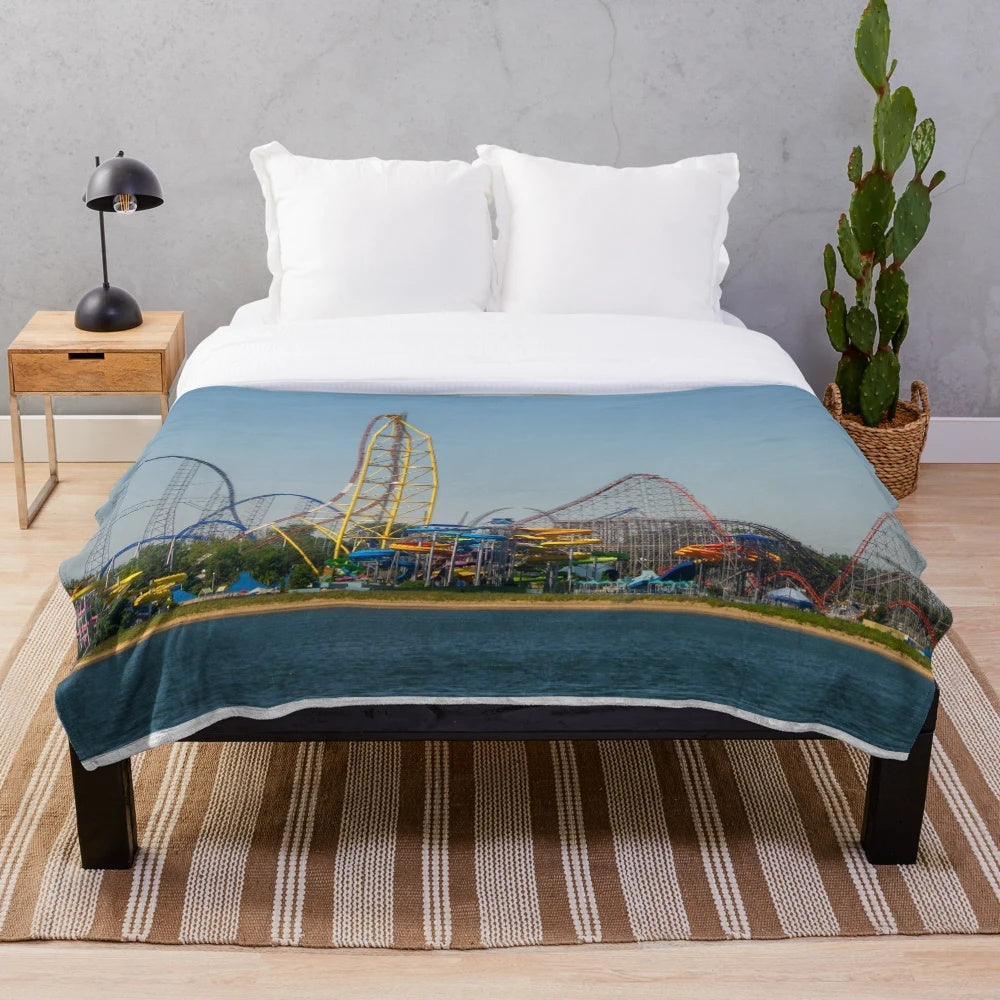 Plush blanket featuring record-breaking roller coaster rides