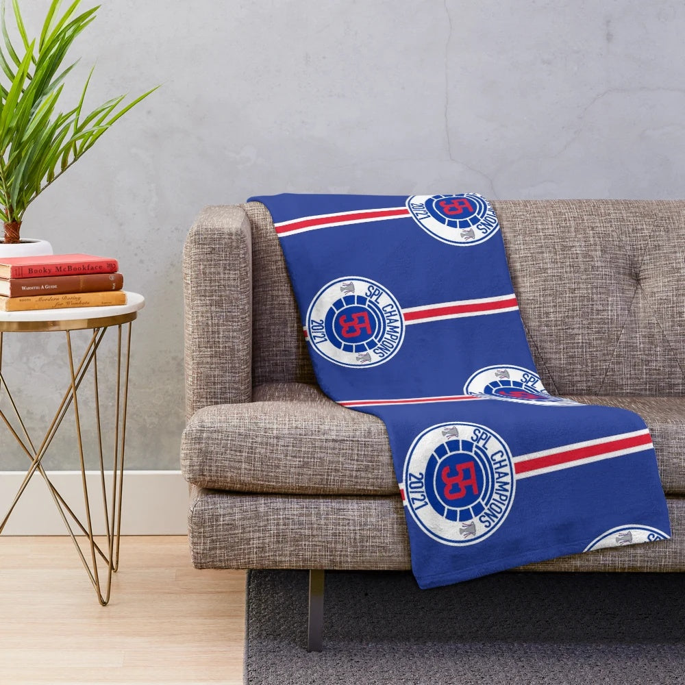 Rangers FC Champions Plush Blanket with Mock Badge Design