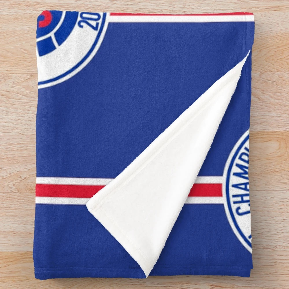 Rangers FC Champions Plush Blanket with Mock Badge Design