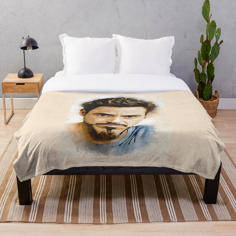 Robert Downey Jr. inspired plush blanket for movie fans