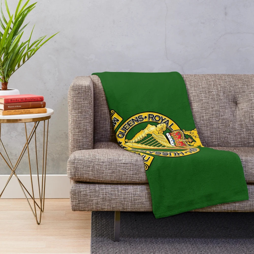 Plush blanket featuring the crest and design of the Royal Irish Hussars military regiment