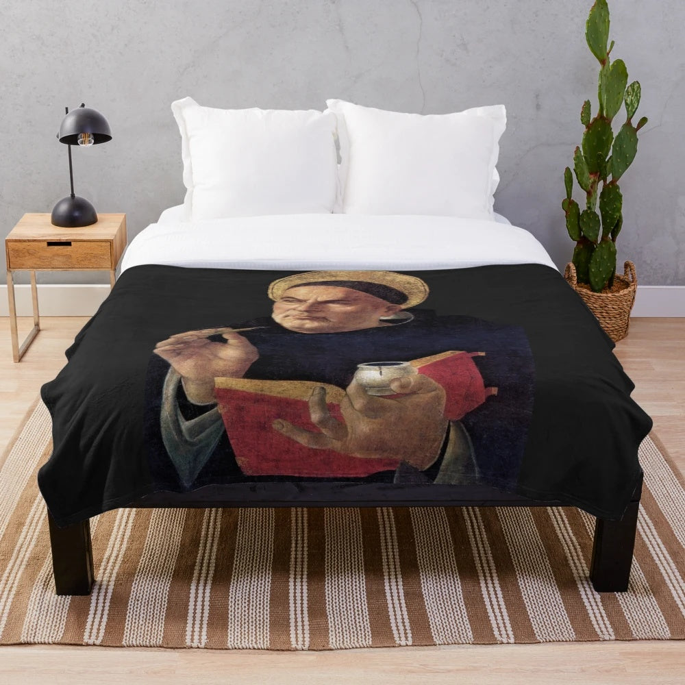Saint Thomas Aquinas Plush Blanket with Christian Theology Imagery