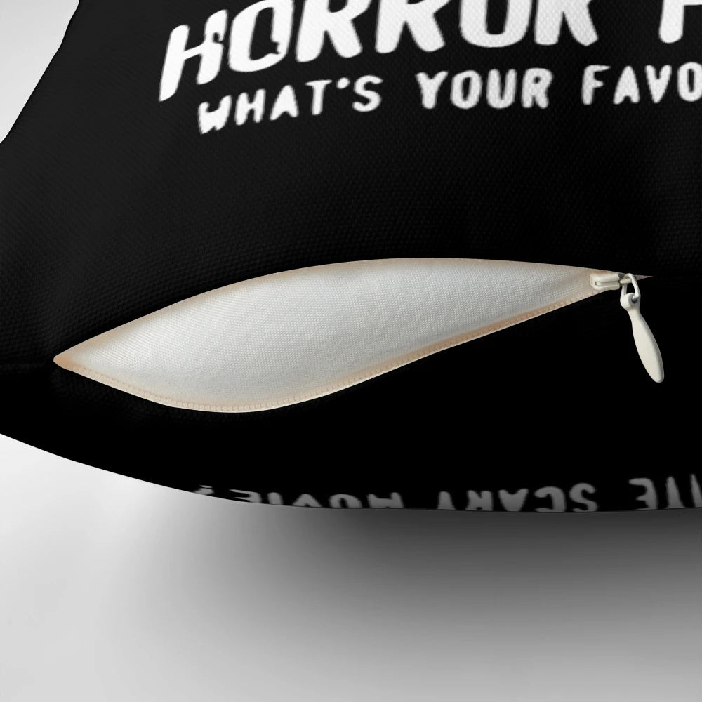 Scream-themed horror movie pillow featuring Woodsboro film club imagery