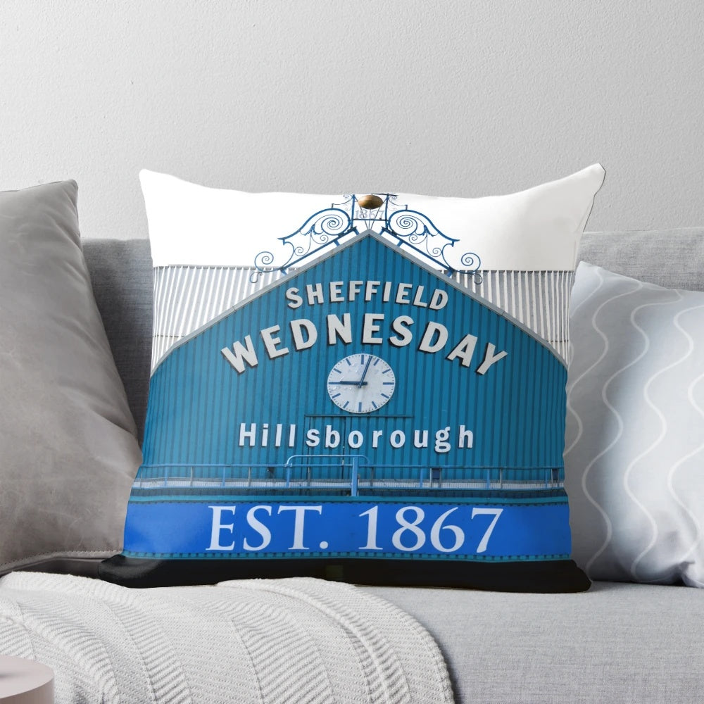 Sheffield Wednesday Football Club Pillow with Famous Hillsborough Clock