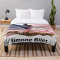 Simone Biles Plush Blanket for Gymnastics Enthusiasts