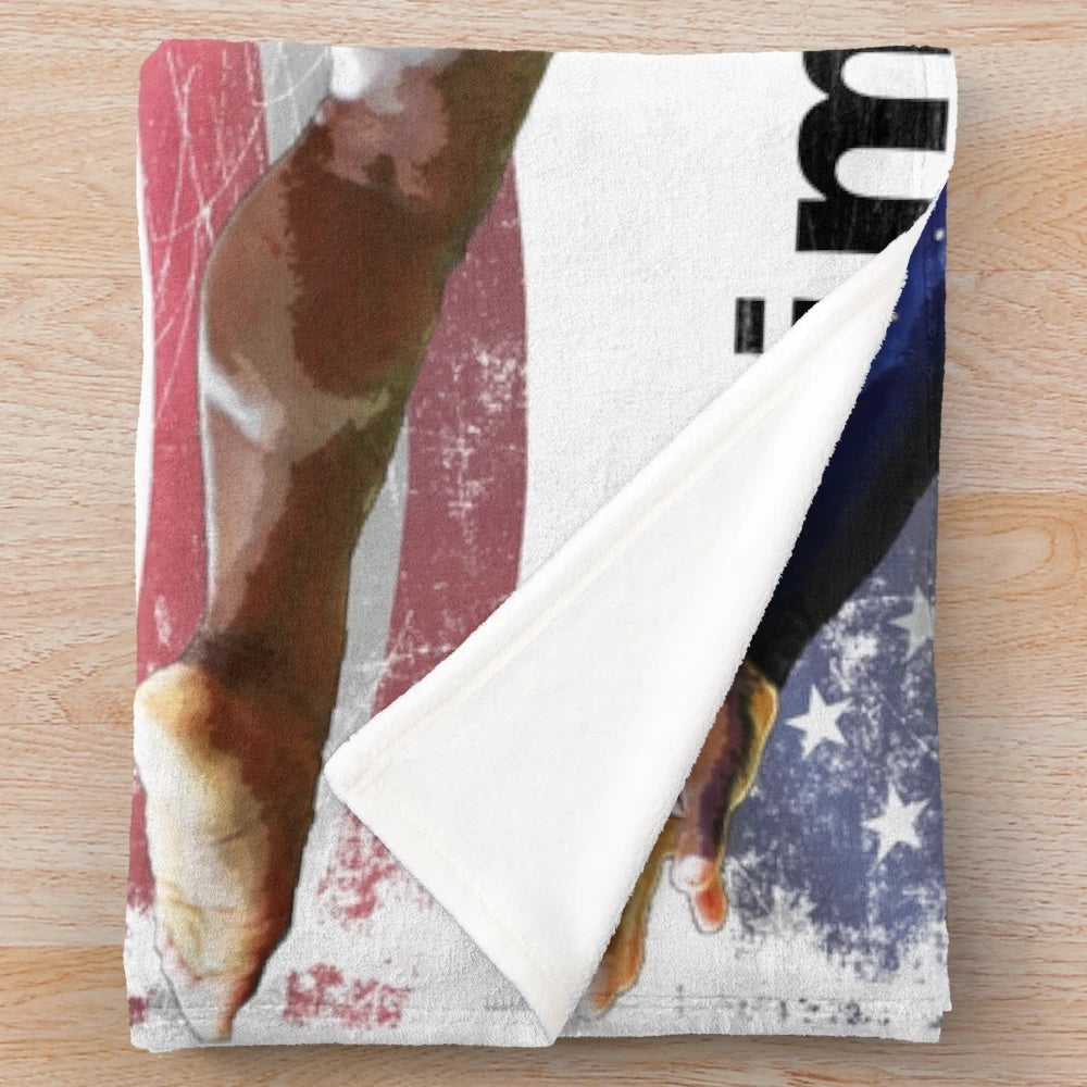 Simone Biles Plush Blanket for Gymnastics Enthusiasts