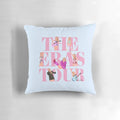 A decorative pillow featuring an artistic representation of the Taylor Swift Eras Tour logo