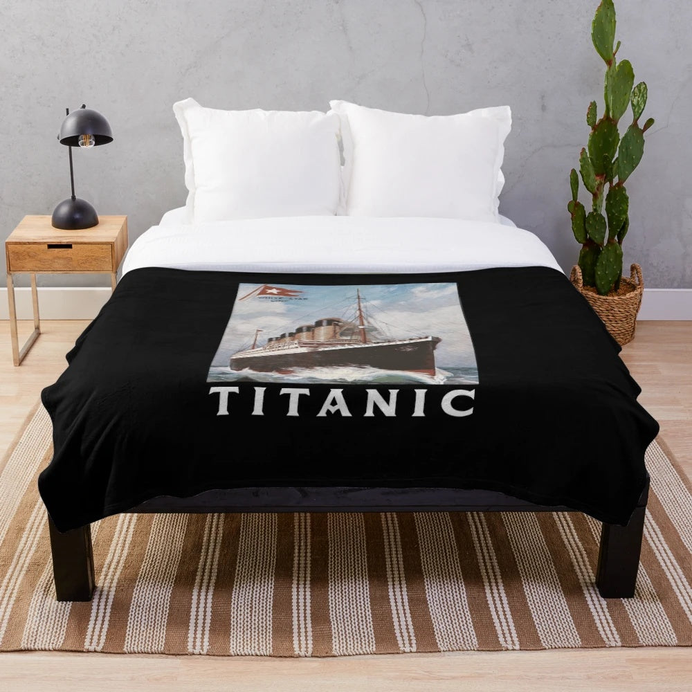 Titanic Ship 1912 Plush Blanket with Iconic Ocean Disaster Imagery