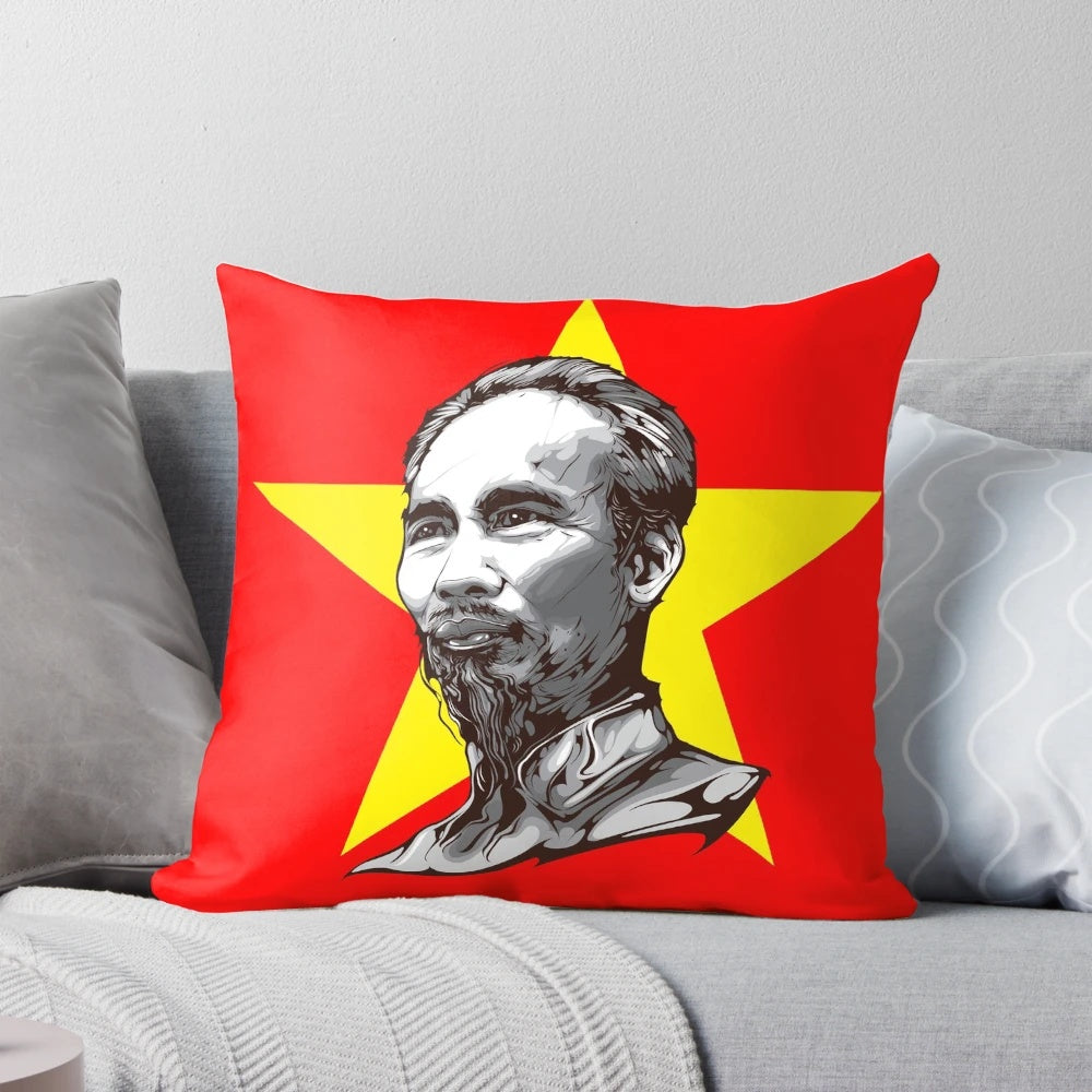 Uncle Ho Pillow featuring the portrait of Ho Chi Minh, the revered Vietnamese communist leader and national hero
