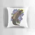 Uromastyx lizard memorial pillow featuring beautiful blue chrysanthemum flowers