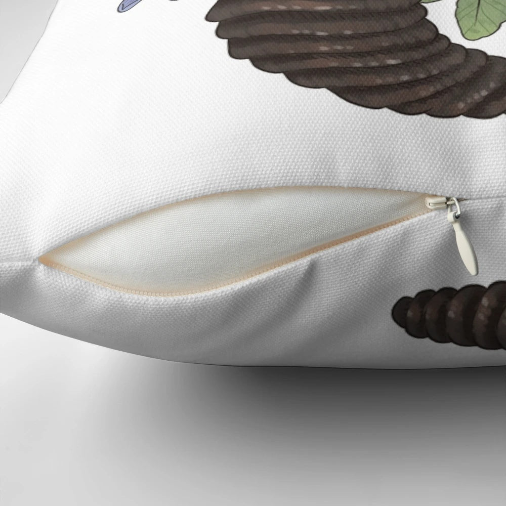 Uromastyx lizard memorial pillow featuring beautiful blue chrysanthemum flowers