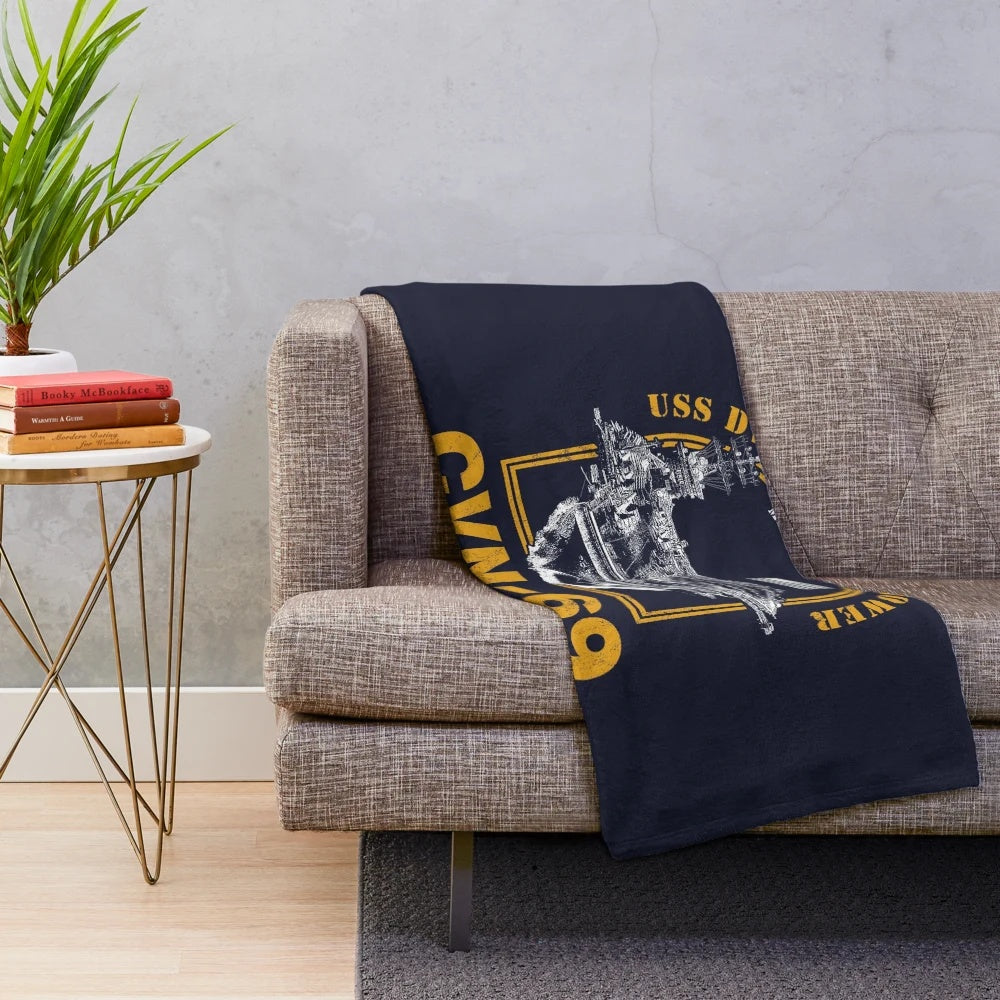Plush blanket featuring the USS Dwight D. Eisenhower aircraft carrier