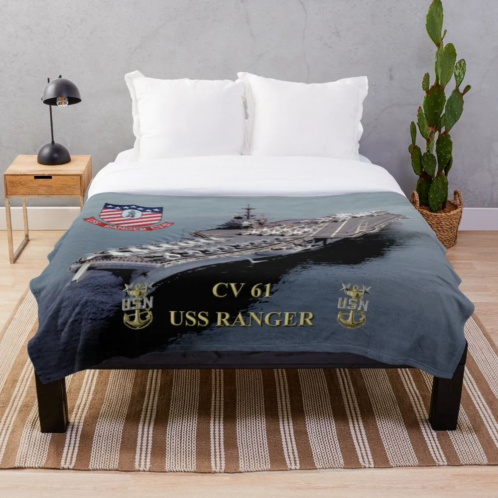 USS Ranger aircraft carrier plush blanket
