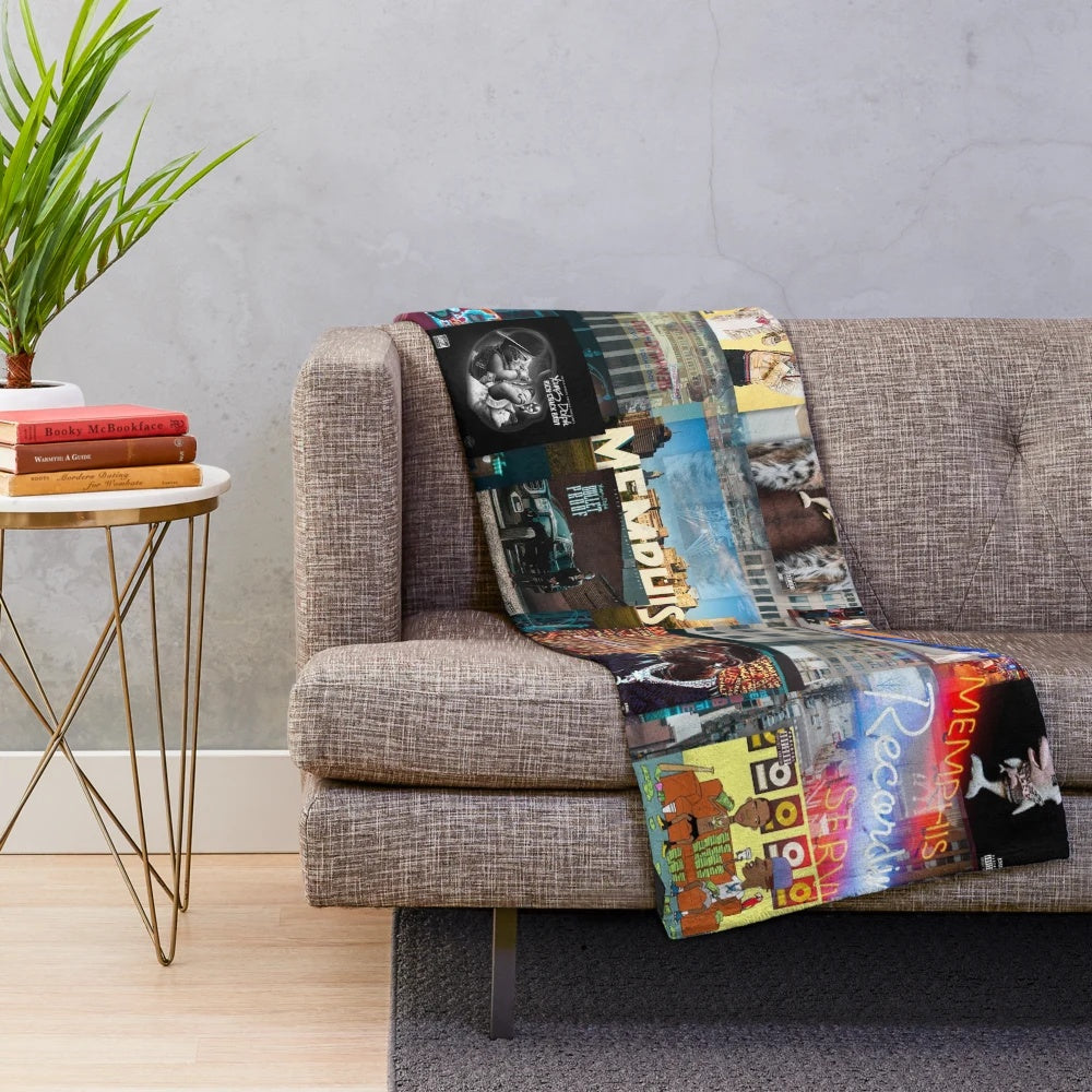 Young Dolph memorial plush blanket featuring a collage of the late rapper's iconic moments
