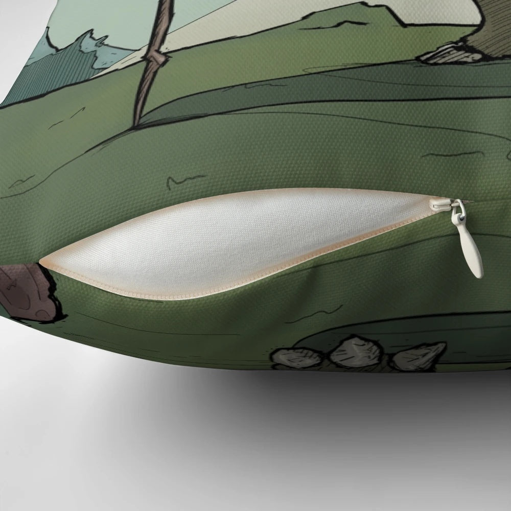 A gray backpacker pillow designed for comfort and portability during outdoor adventures.