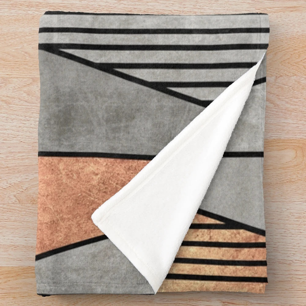 Concrete and copper triangle pattern plush blanket